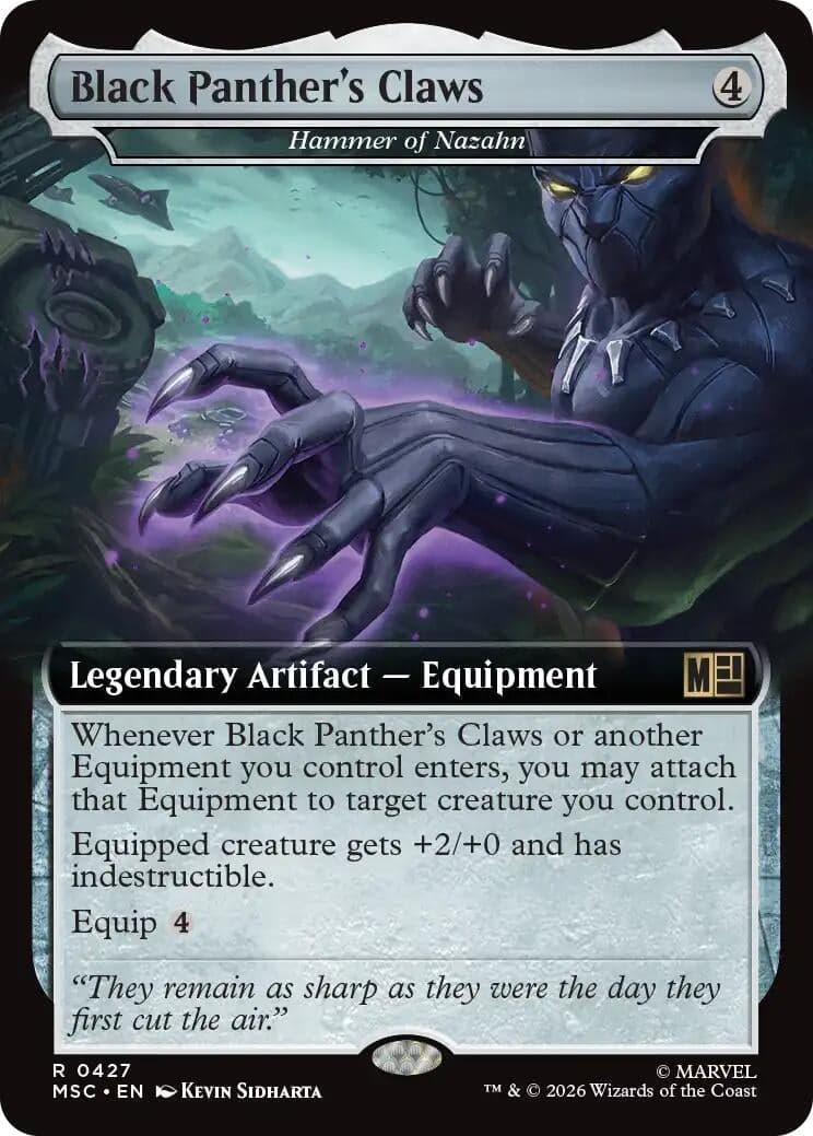Black Panther's Claws - Hammer of Nazahn (Extended Art) (427) (Foil) (Commander: Marvel Super Heroes) (MSC)