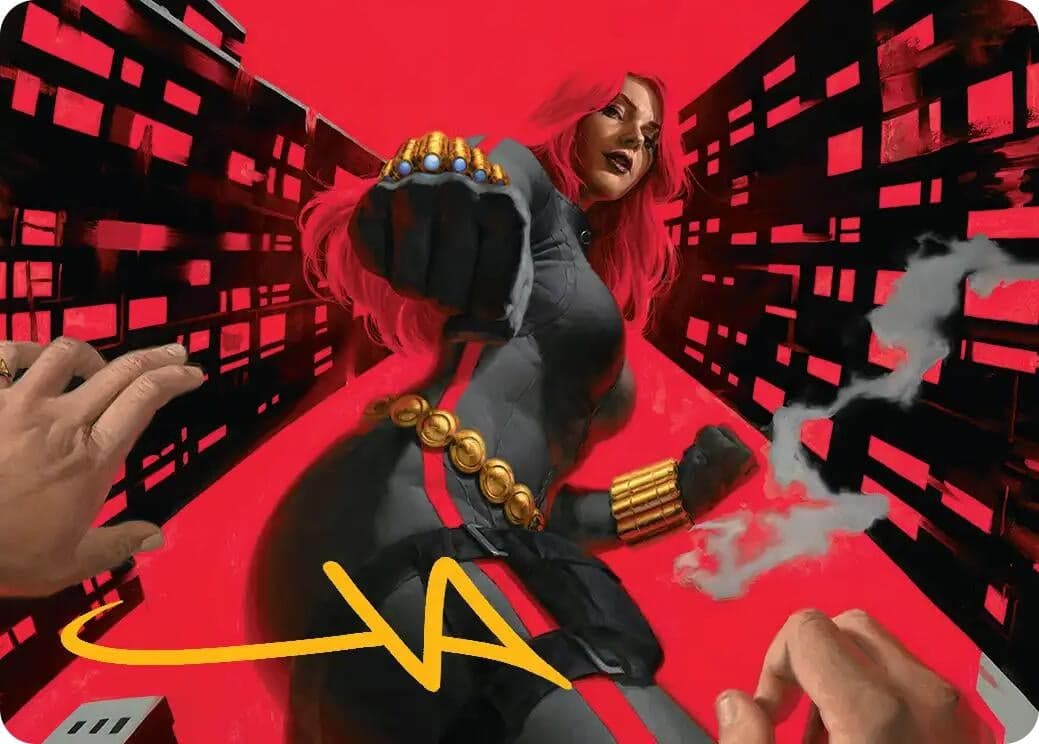 Black Widow, Deadly Hunter Art Card (Gold-Stamped Signature) (42) (Art Series: Marvel Super Heroes) (AAMSH)