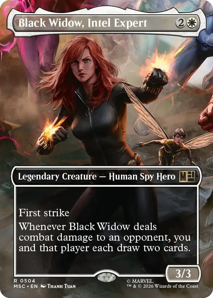 Black Widow, Intel Expert (Borderless) (504) (Foil) (Commander: Marvel Super Heroes) (MSC)