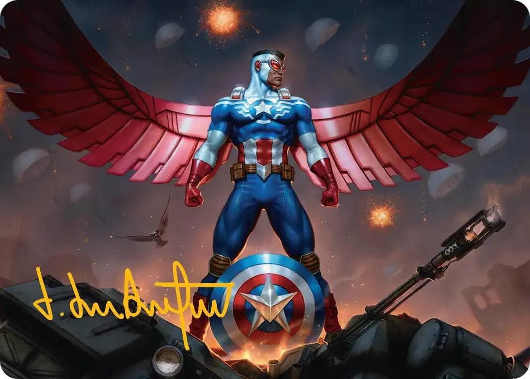 Captain America, Wings of Freedom Art Card (2/45) (Gold-Stamped Signature) (2) (Art Series: Marvel Super Heroes) (AAMSH)