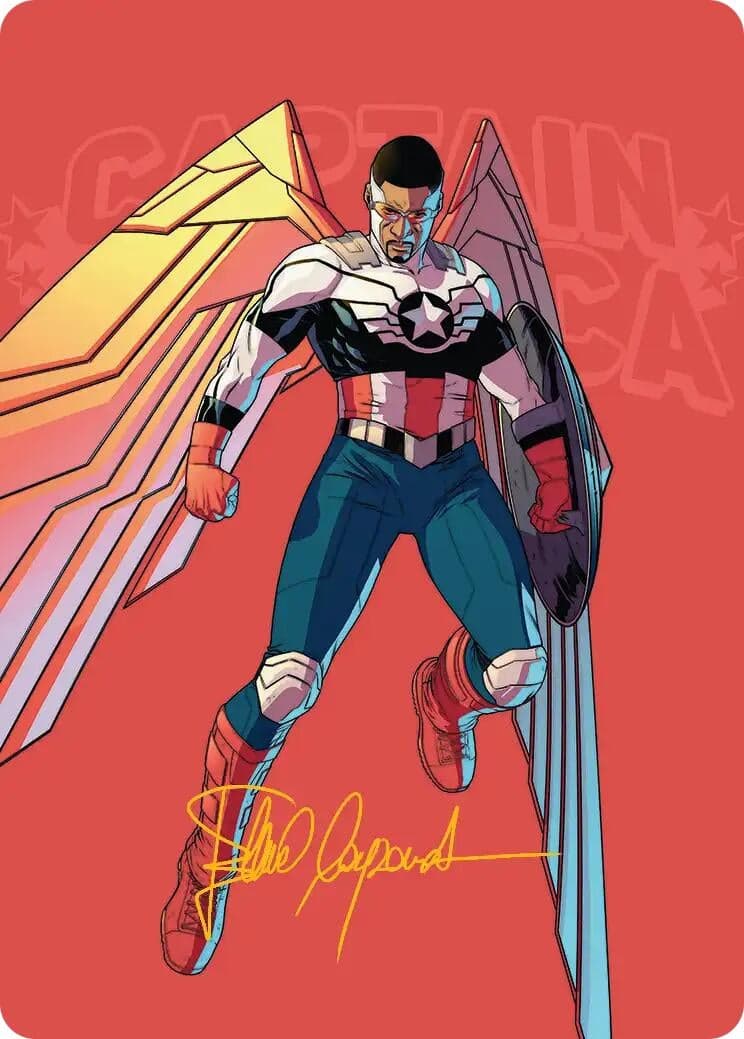 Captain America, Wings of Freedom Art Card (22/45) (Gold-Stamped Signature) (22) (Art Series: Marvel Super Heroes) (AAMSH)