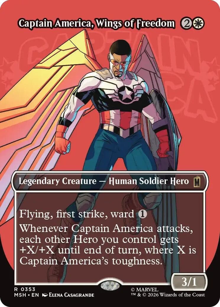 Captain America, Wings of Freedom (Borderless) (353) (Foil) (Marvel Super Heroes) (MSH)