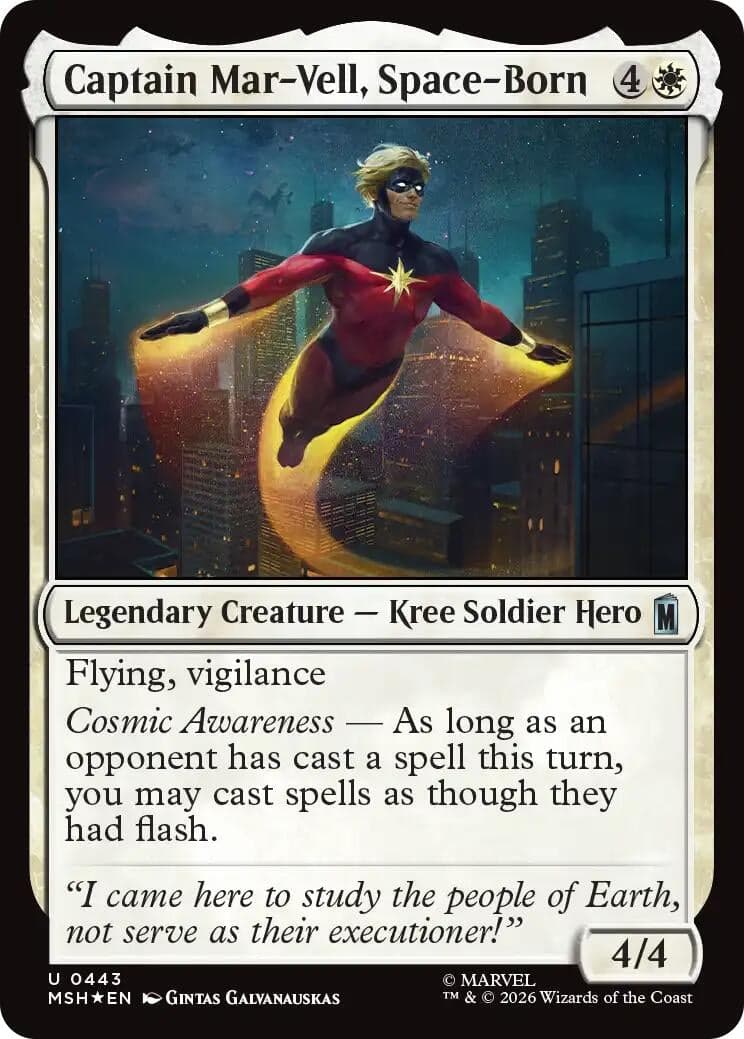 Captain Mar-Vell, Space-Born (Surge Foil) (443) (Foil) (Marvel Super Heroes) (MSH)