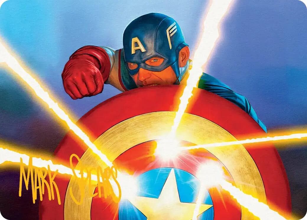 Captain's Defense Art Card (Gold-Stamped Signature) (41) (Art Series: Marvel Super Heroes) (AAMSH)