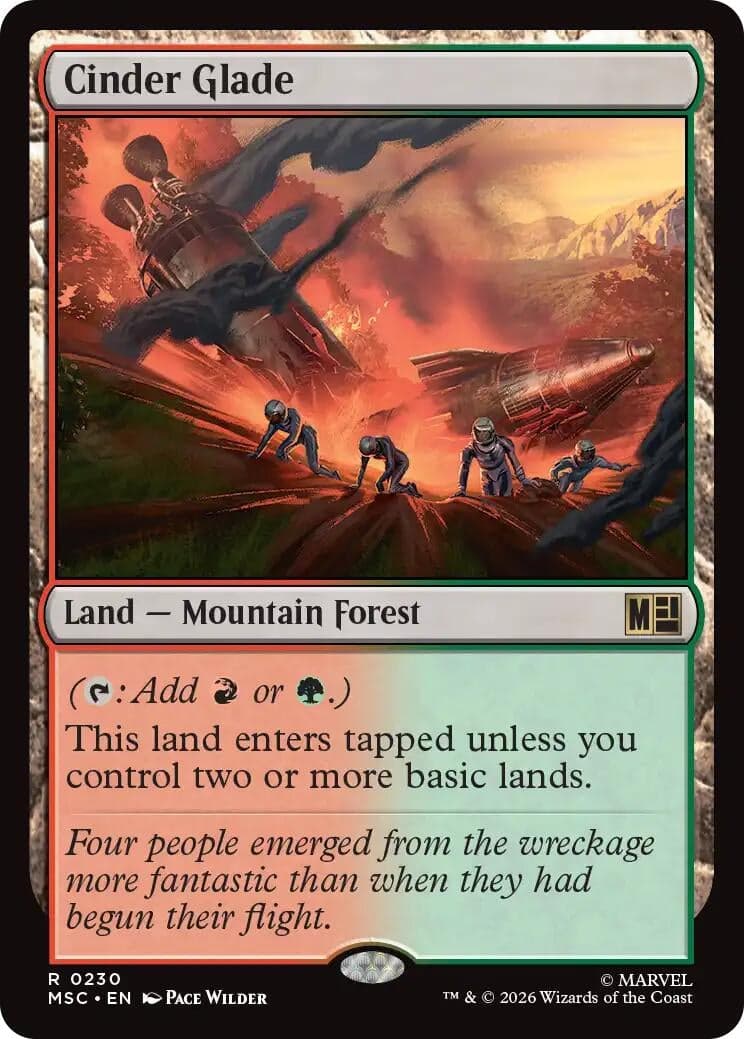 Cinder Glade (Surge Foil) (230) (Foil) (Commander: Marvel Super Heroes) (MSC)
