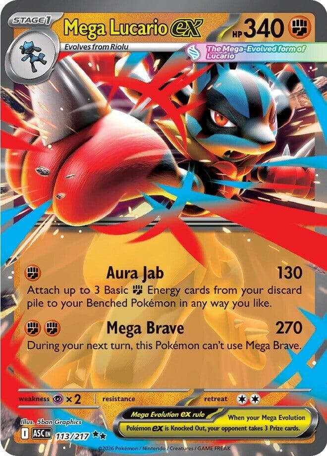 Mega Lucario ex (113/217) (Holofoil) (ME: Ascended Heroes)