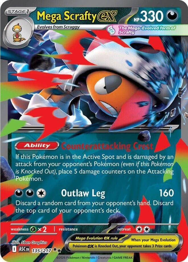 Mega Scrafty ex (135/217) (Holofoil) (ME: Ascended Heroes)