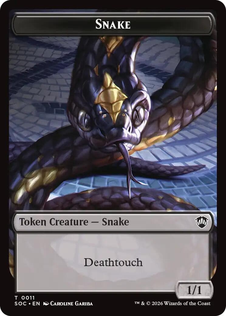 Snake // Zombie Double-Sided Token (11 // 12) (Foil) (Commander: Secrets of Strixhaven)