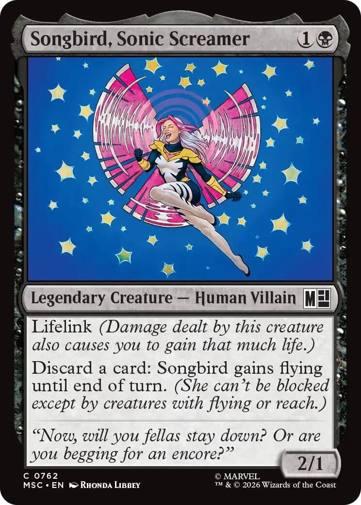 Songbird, Sonic Screamer (762) (Foil) (Commander: Marvel Super Heroes) (MSC)