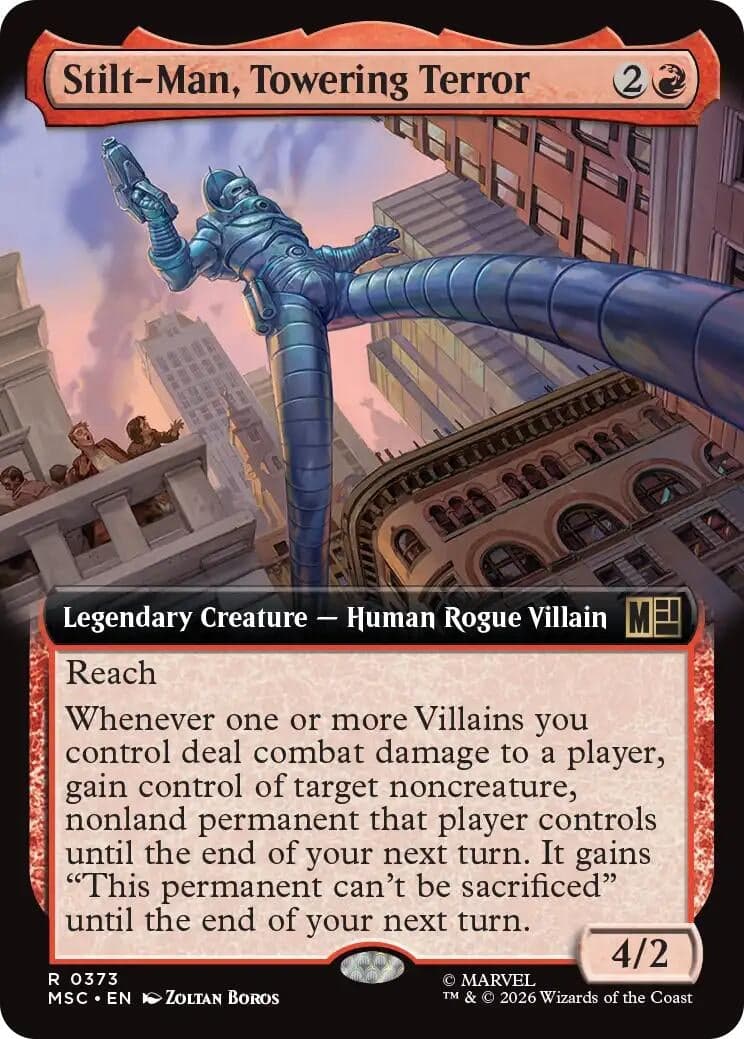 Stilt-Man, Towering Terror (Extended Art) (373) (Foil) (Commander: Marvel Super Heroes) (MSC)