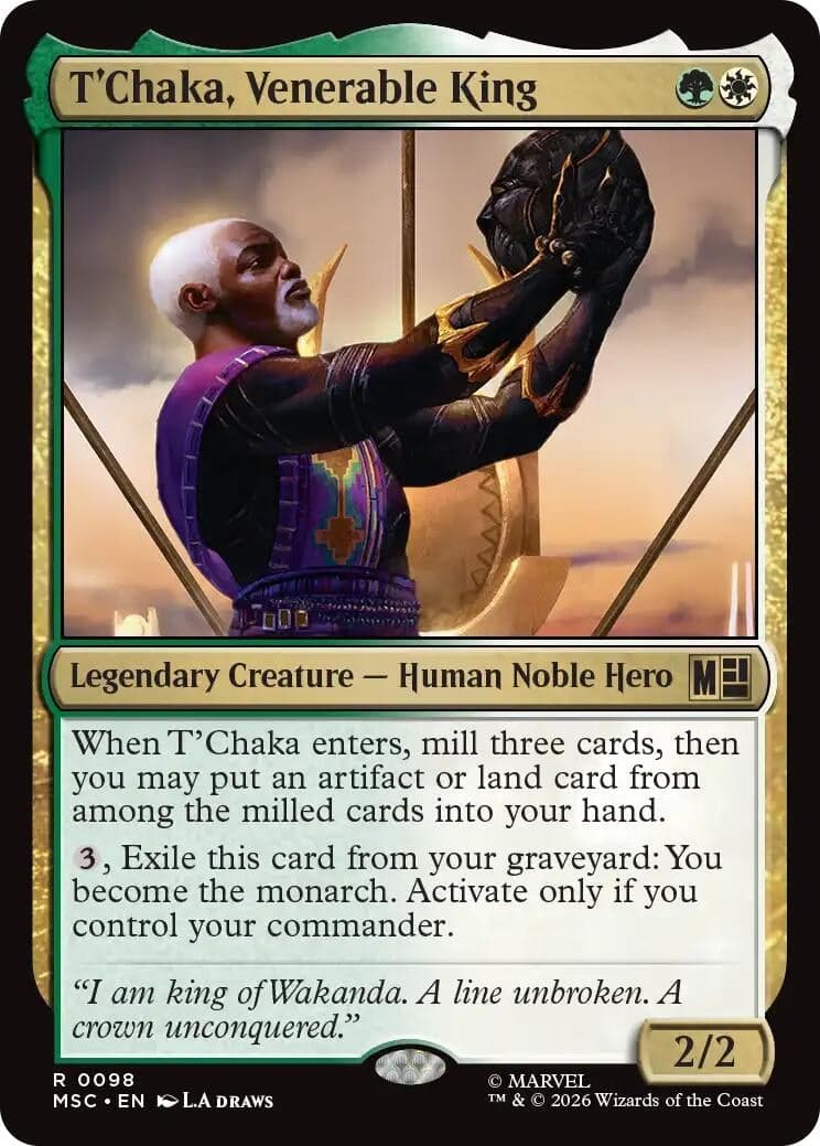 T'Chaka, Venerable King (Surge Foil) (98) (Foil) (Commander: Marvel Super Heroes) (MSC)