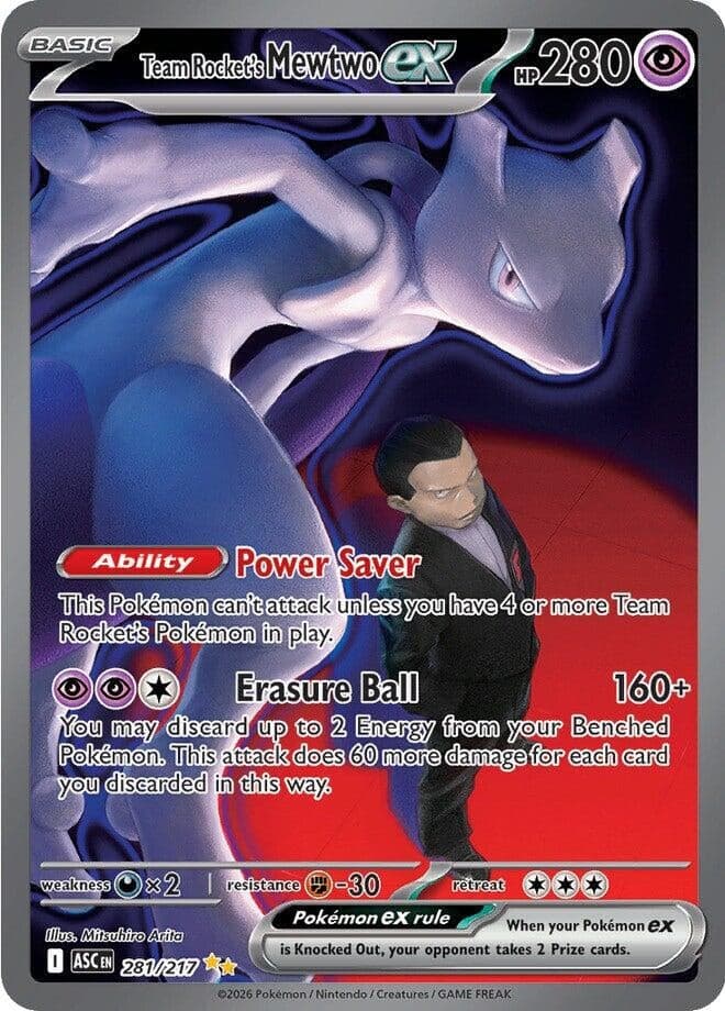 Team Rocket's Mewtwo ex (281/217) (Holofoil) (ME: Ascended Heroes)