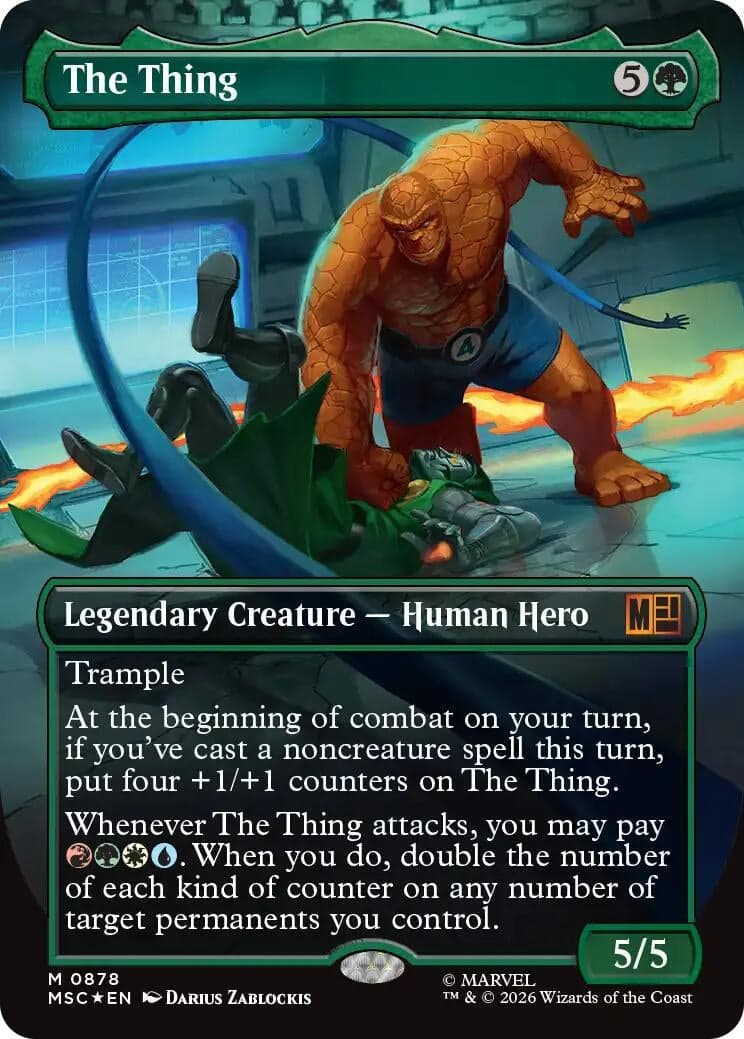 The Thing (Borderless) (Surge Foil) (878) (Foil) (Commander: Marvel Super Heroes) (MSC)
