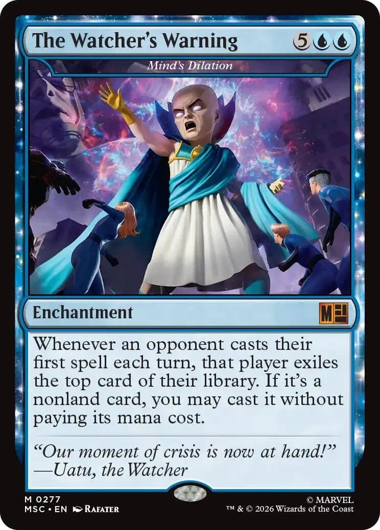The Watcher's Warning - Mind's Dilation (Surge Foil) (277) (Foil) (Commander: Marvel Super Heroes) (MSC)