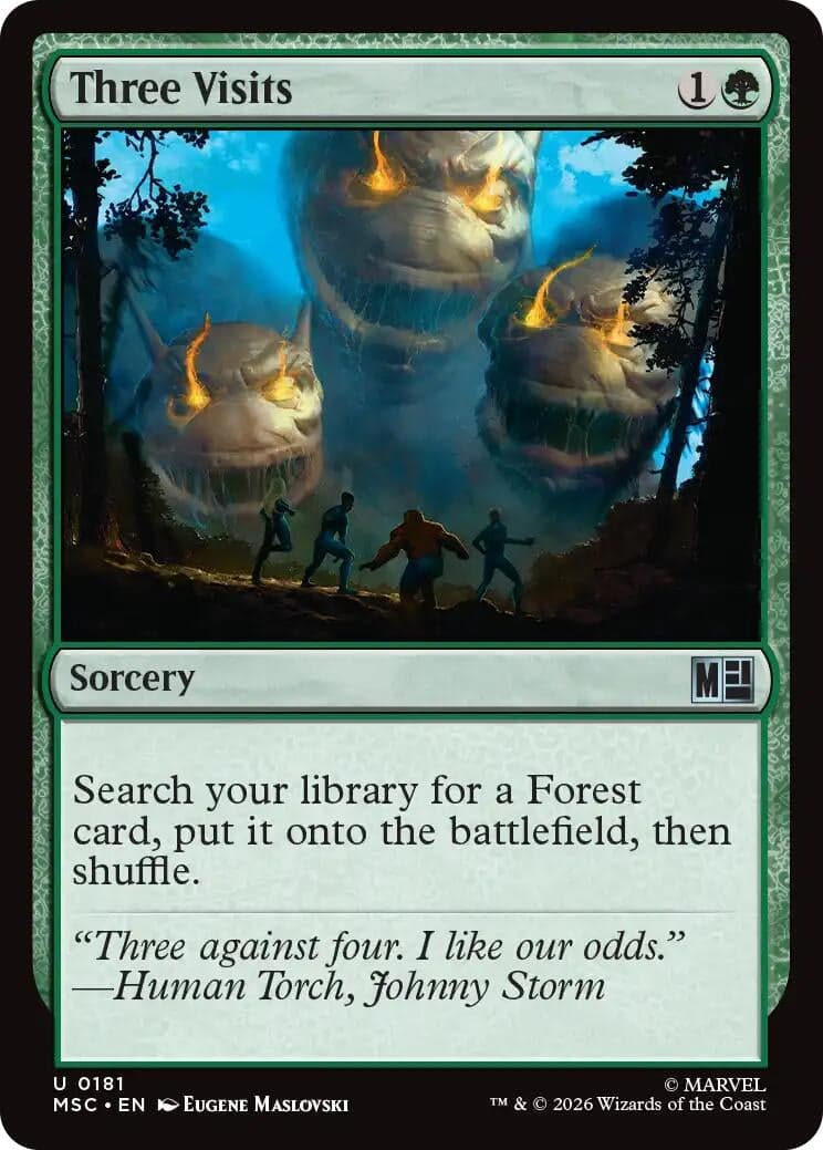 Three Visits (Surge Foil) (181) (Foil) (Commander: Marvel Super Heroes) (MSC)