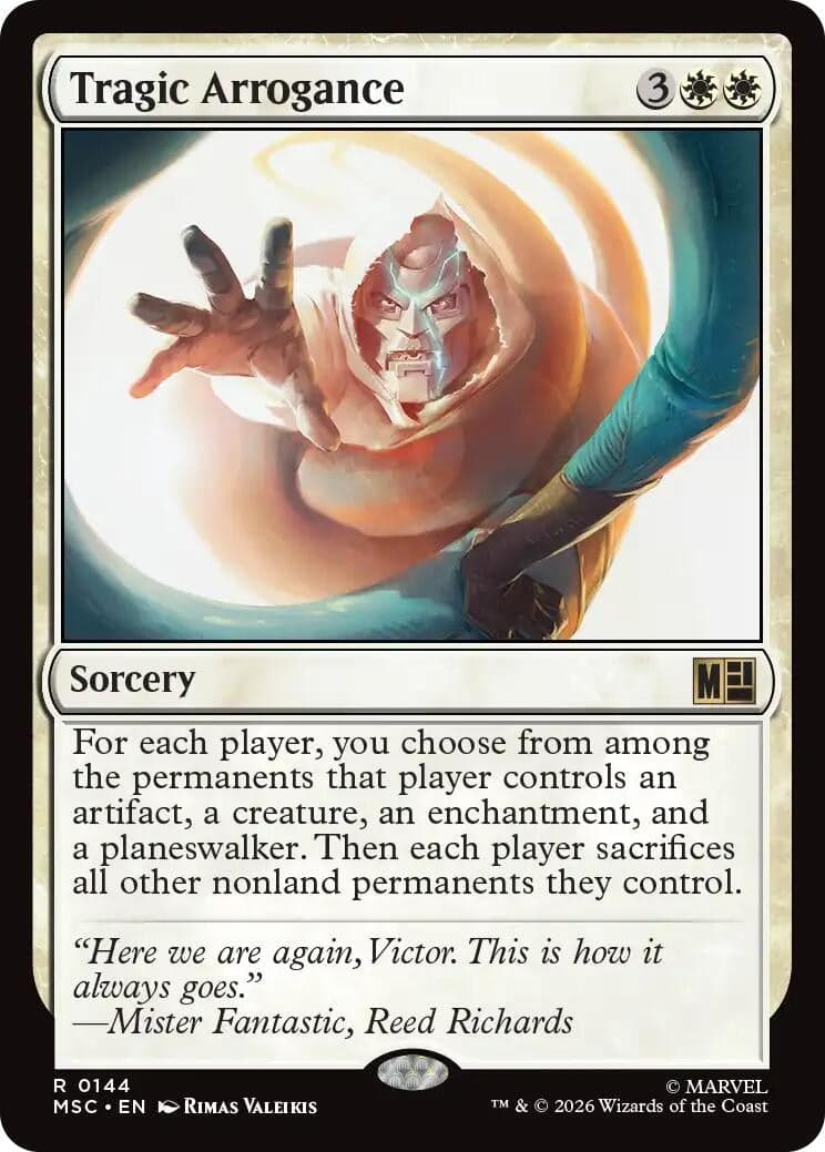 Tragic Arrogance (Surge Foil) (144) (Foil) (Commander: Marvel Super Heroes) (MSC)