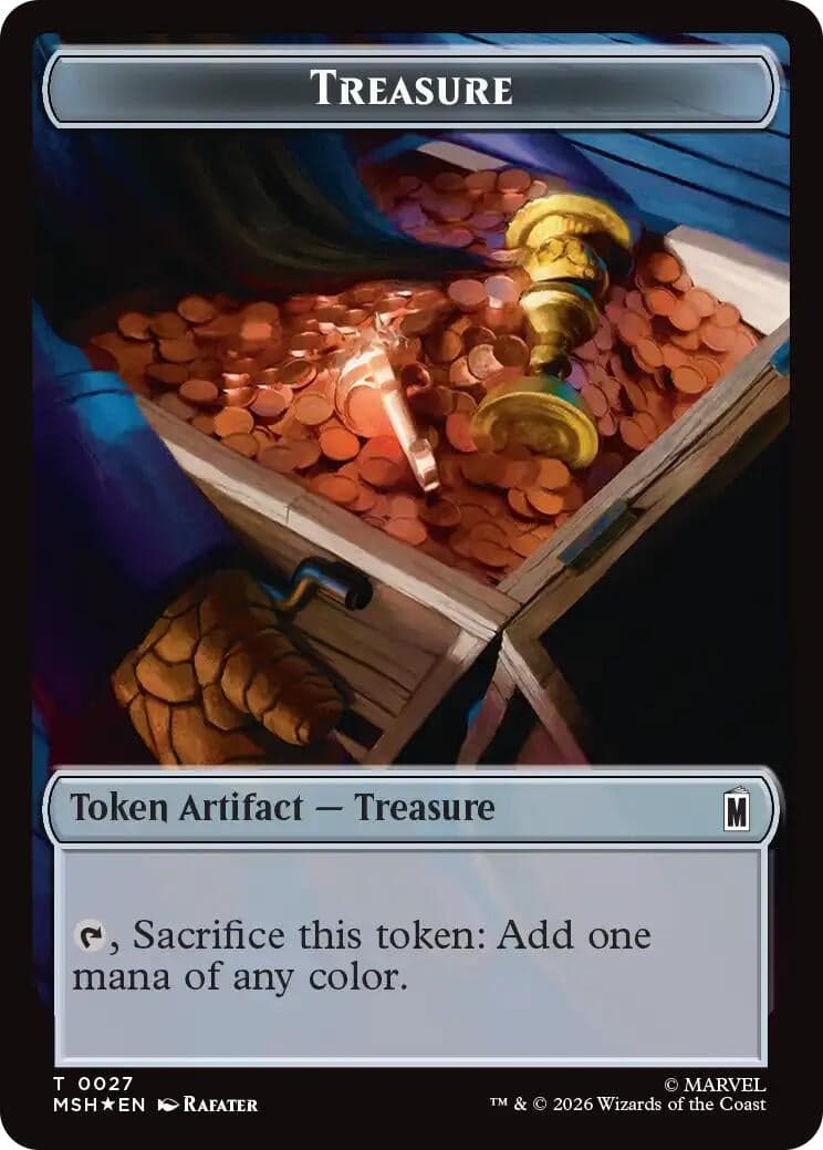 Treasure (027) // Rogue (025) Double-Sided Token (Surge Foil) (27 // 25) (Foil) (Commander: Marvel Super Heroes) (MSC)