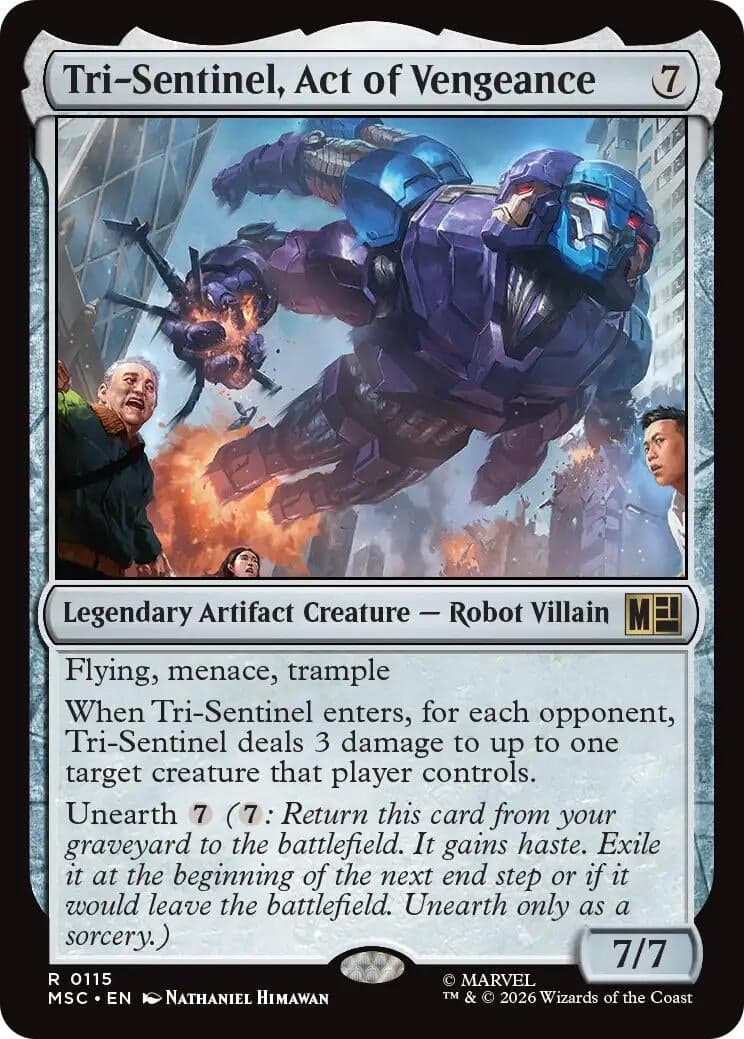 Tri-Sentinel, Act of Vengeance (Surge Foil) (115) (Foil) (Commander: Marvel Super Heroes) (MSC)