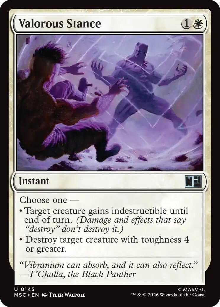 Valorous Stance (Surge Foil) (145) (Foil) (Commander: Marvel Super Heroes) (MSC)
