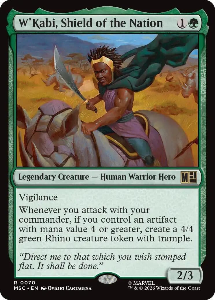 W'Kabi, Shield of the Nation (Surge Foil) (70) (Foil) (Commander: Marvel Super Heroes) (MSC)