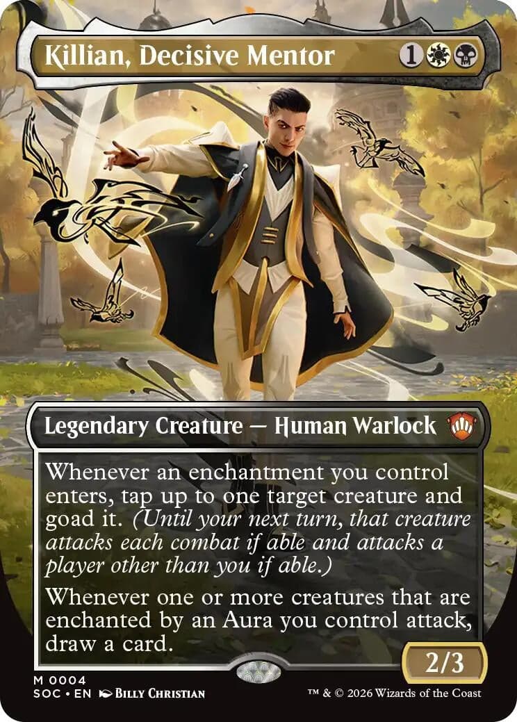 Killian, Decisive Mentor (Borderless) (4) (Foil) (Commander: Secrets of Strixhaven)