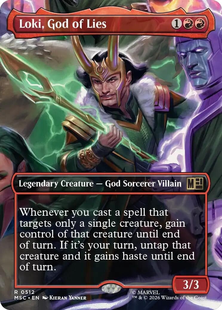 Loki, God of Lies (Borderless) (512) (Foil) (Commander: Marvel Super Heroes) (MSC)